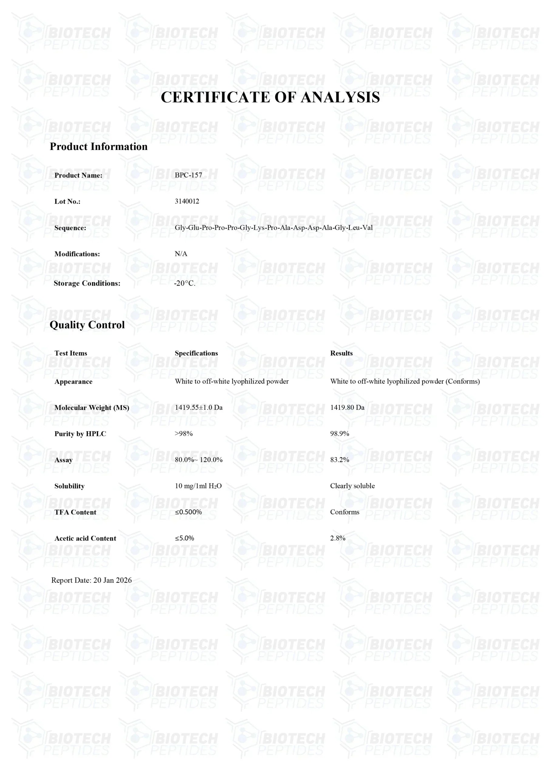 （💪Repair + Anti-inflammatory + Tissue Regeneration） BPC-157 (5mg) - Biotech Peptides