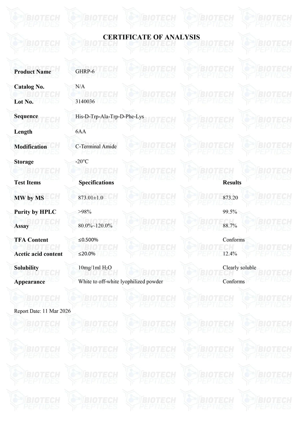 (💪  Recovery and Muscle-Building Support) GHRP-6 peptide - (10mg) - 10 Vials